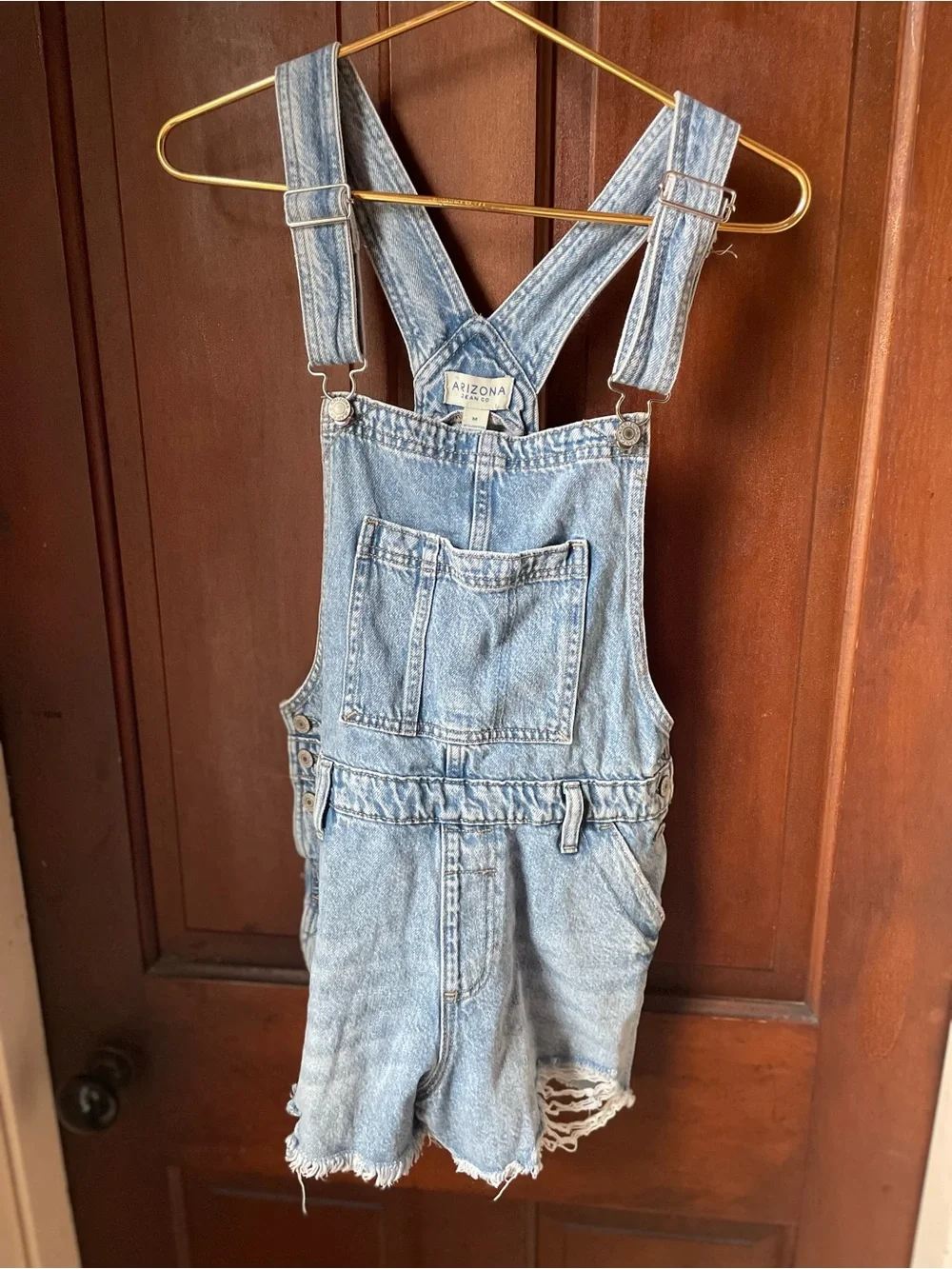 Arizona women's medium denim shortalls shorts